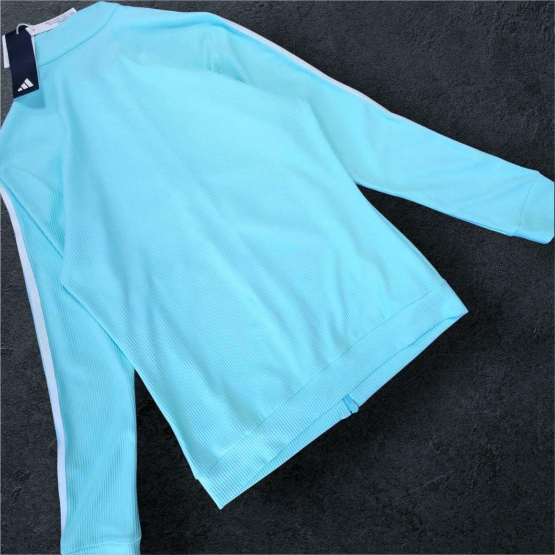 新品 adidas golf セットアップ モックネック リブ素材 クリアアクア