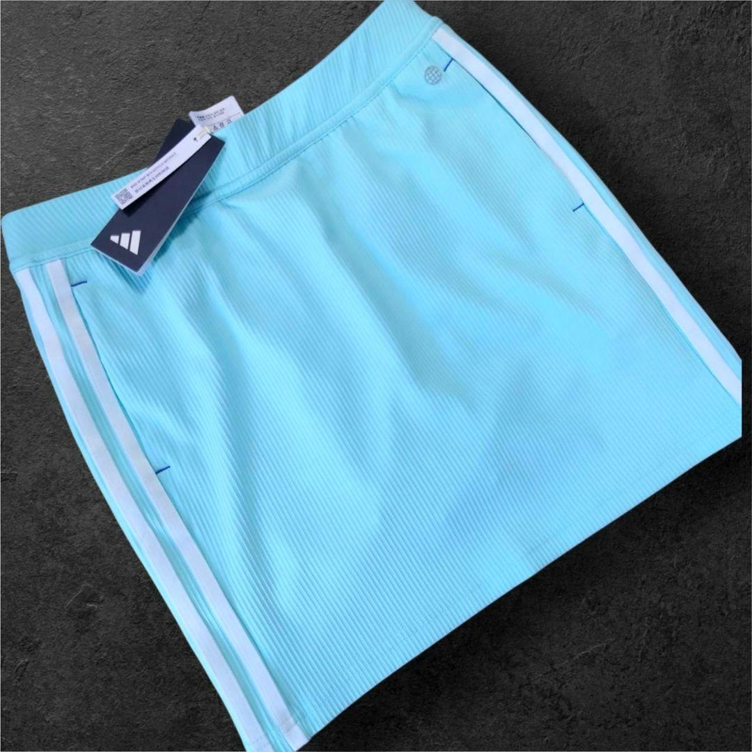 新品 adidas golf セットアップ モックネック リブ素材 クリアアクア