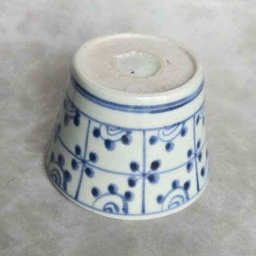 古伊万里　染付　そば猪口　蕎麦猪口　格子文　江戸　骨董品　アンティーク　金継ぎ
