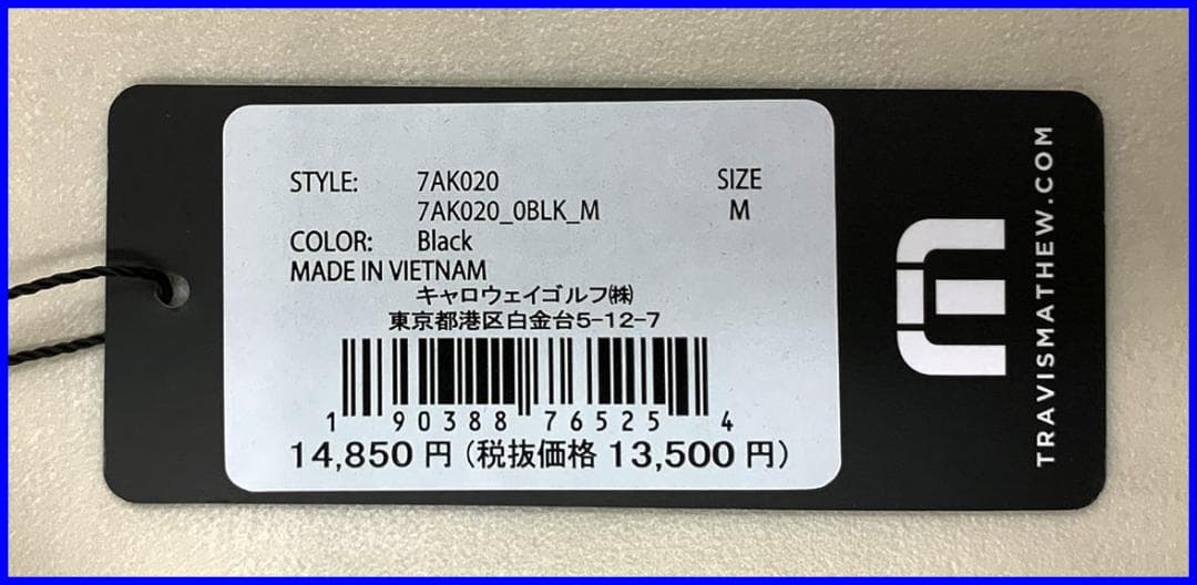 【新品】トラヴィスマシューゴルフシャツチェストプリント長袖モックネック黒M