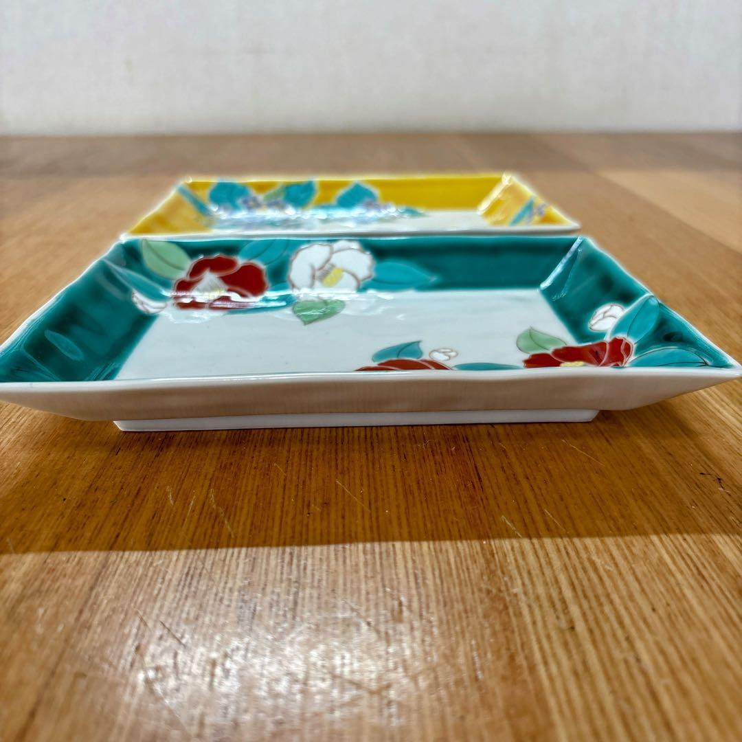 九谷焼　青郊窯　四季の花　5.7号皿ペア　マグカップペア　スプーンペア