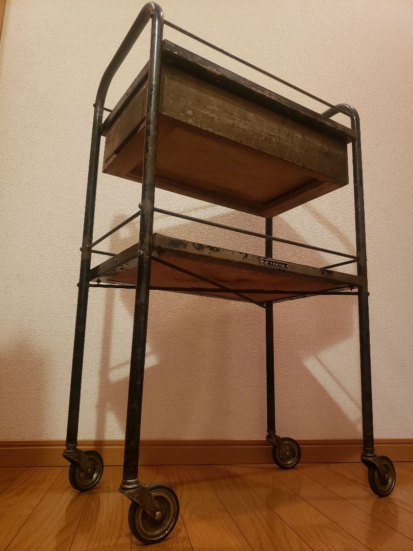 レトロ バーバー ワゴン 理容 美容 多機能 収納カート 古道具 キャスター