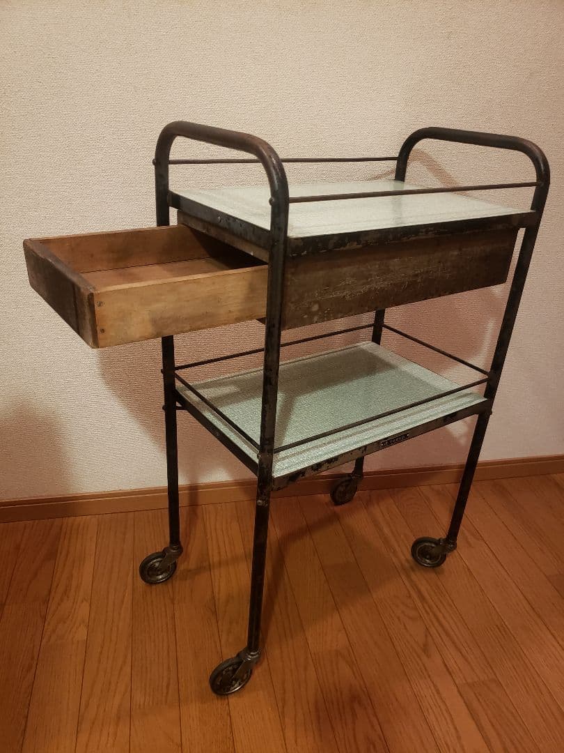レトロ バーバー ワゴン 理容 美容 多機能 収納カート 古道具 キャスター