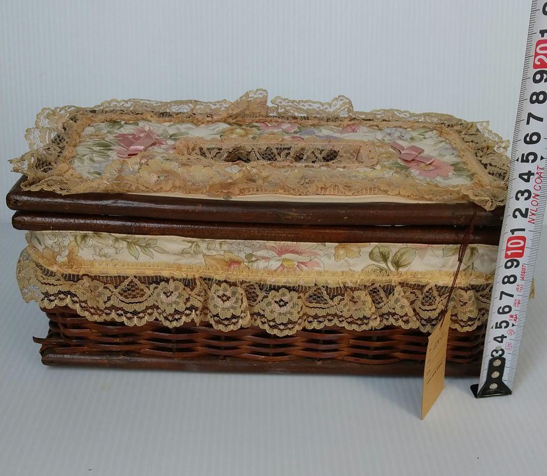 高級 藤製 ティッシュケース 新品 手作り レトロ