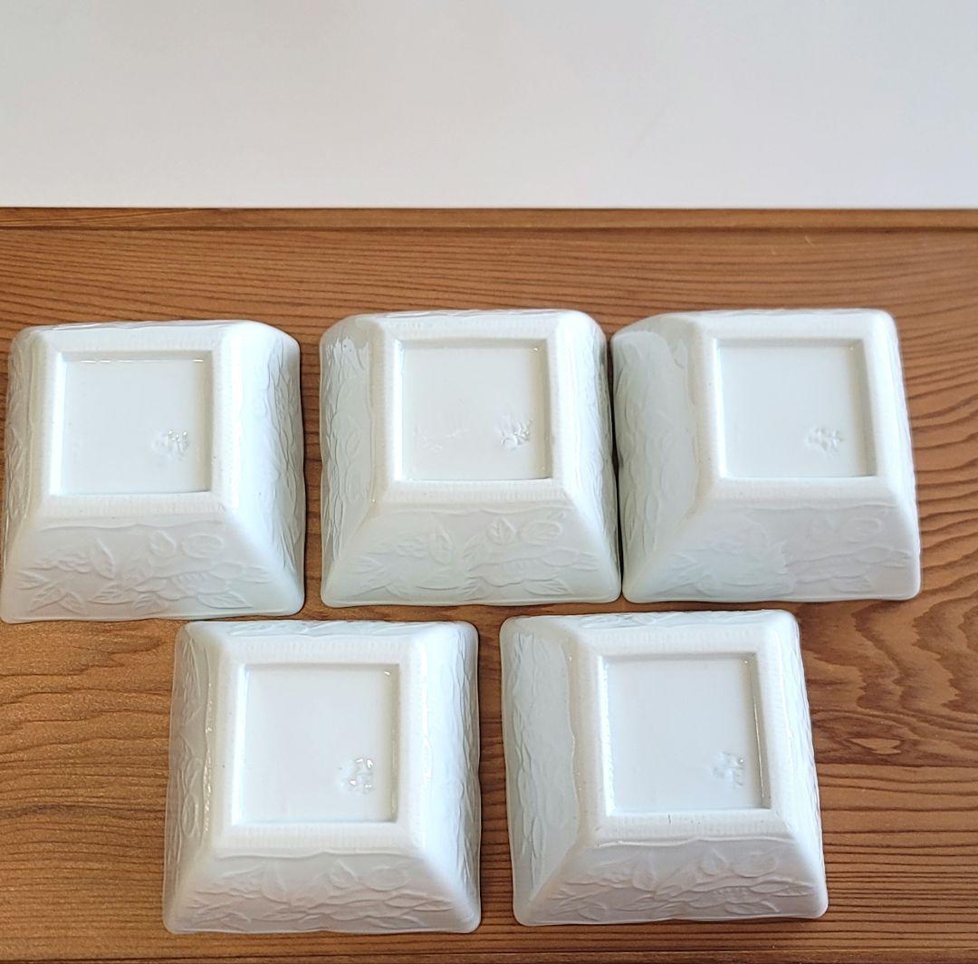 【新品未使用品】　有田焼　白磁　角皿　小鉢　小皿 薬味皿　5客セット