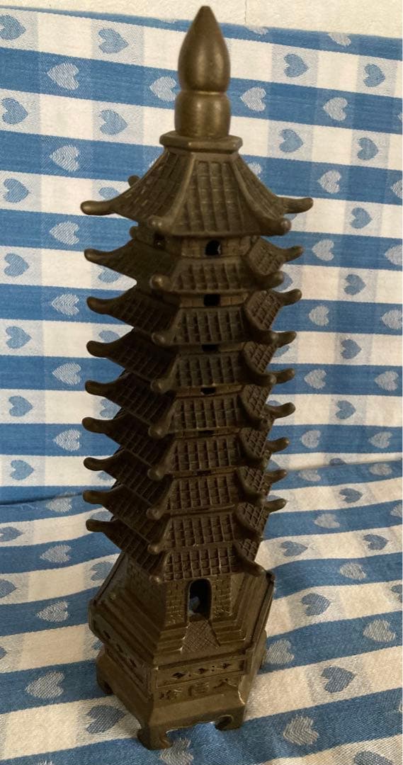 風水 縁起物 九層文昌塔 金属製 全高30cm.重量1200 g大迫力