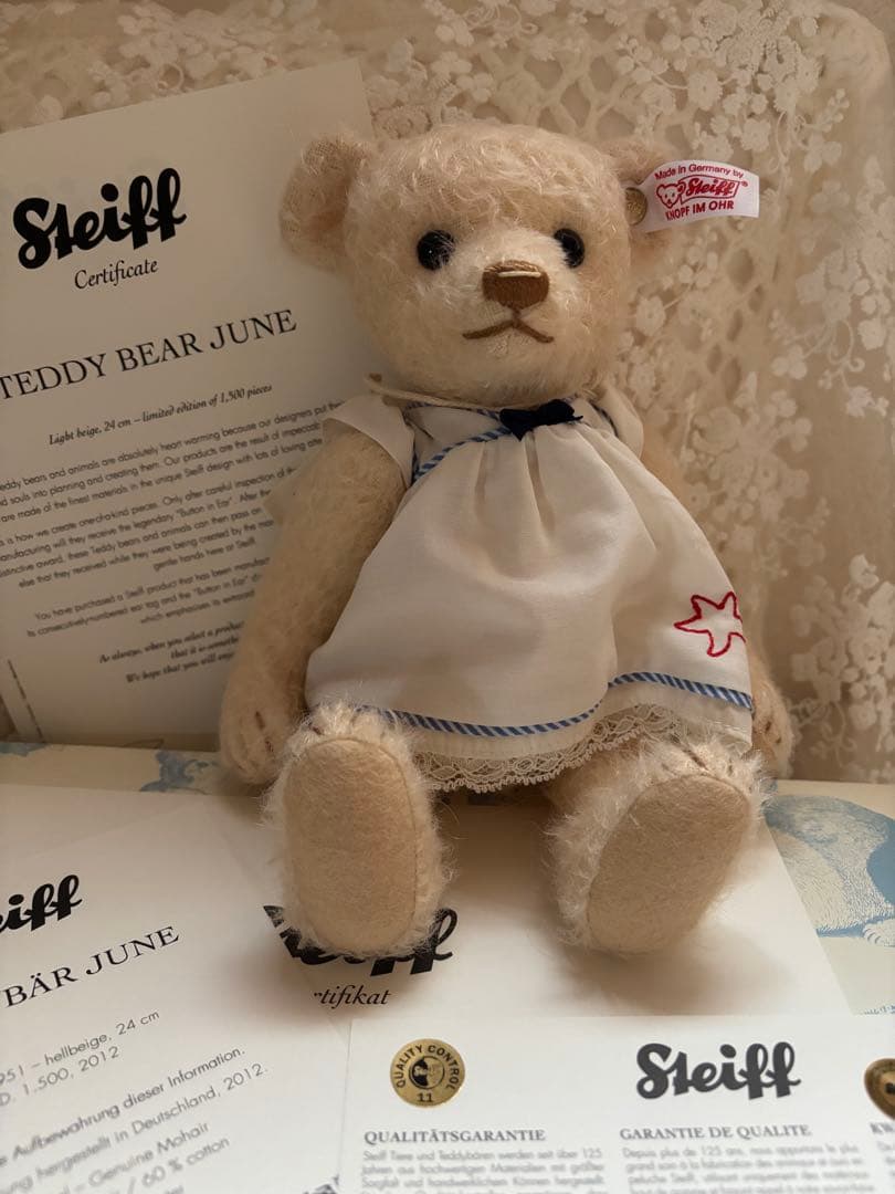【レア】お買い得Steiff シュタイフサマードレス　JUNE テディベア
