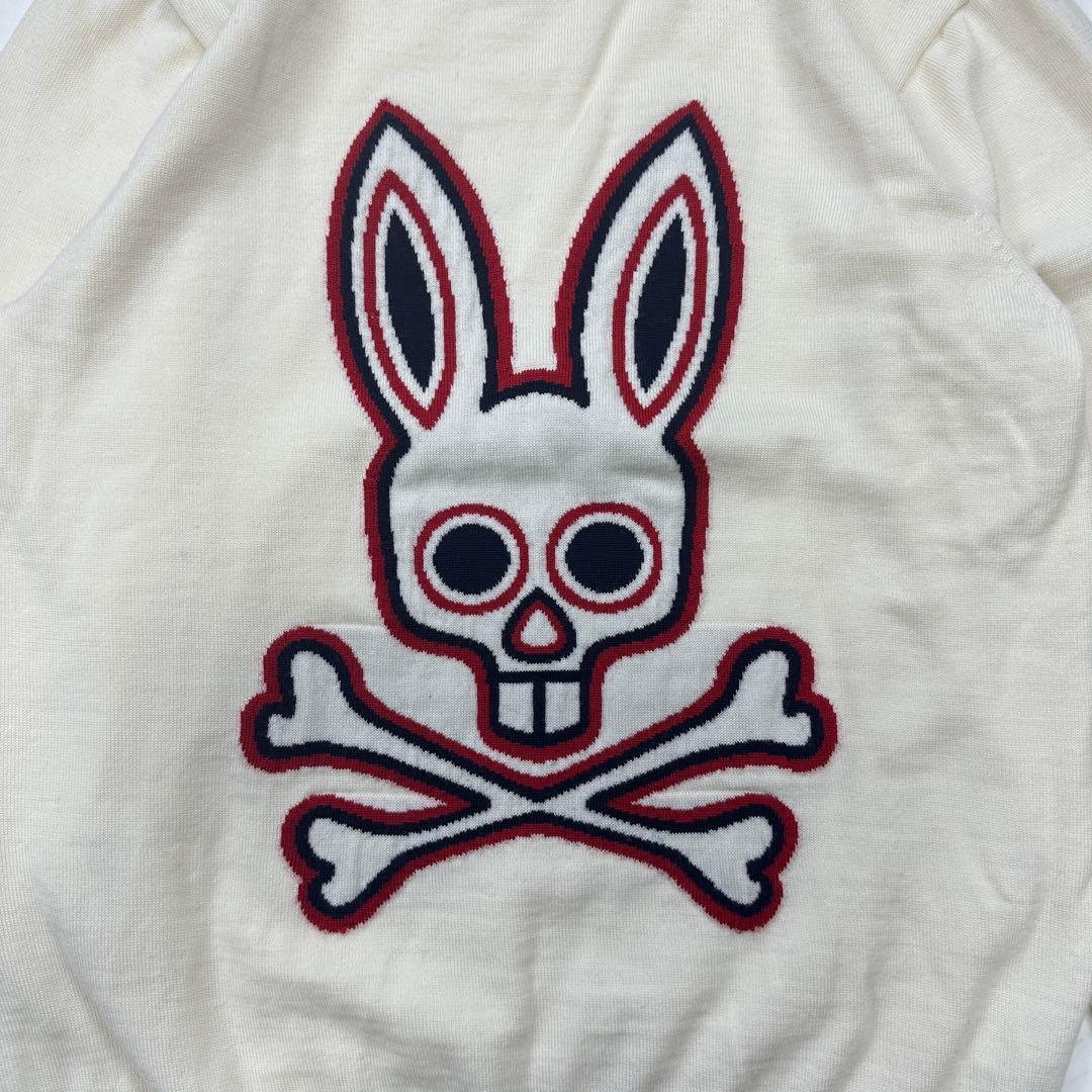 美品【Psycho Bunny】ウール セーター ニット バニー ドクロ 薄手