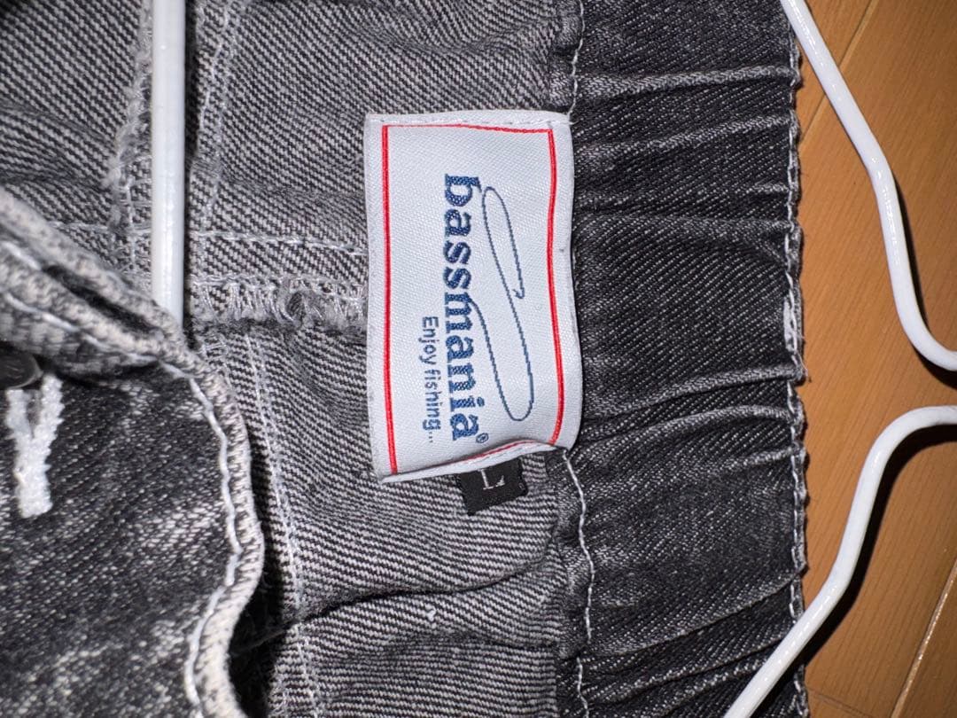 bassmania オーバルロゴ刺繍ケミカルデニムパンツ ［BLK］L