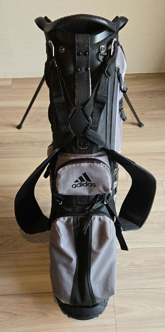 adidas アディダス キャディバッグ ゴルフバッグ 黒 グレー スタンド式
