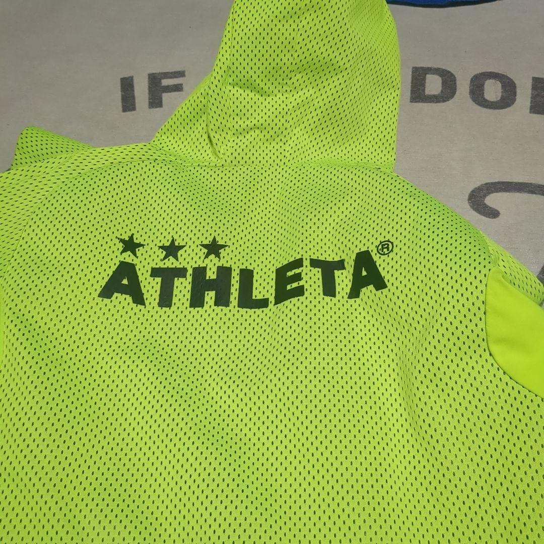 ATHLETA メンズフード付きメッシュ柄ジャケット 蛍光イエロー　Oサイズ