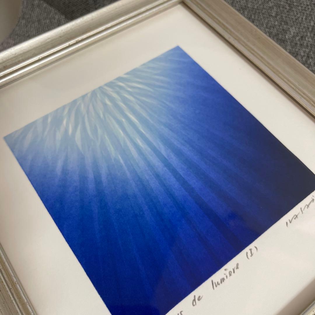 笠井正博　pays de lumiere (I) 版画　海　青　ブルー