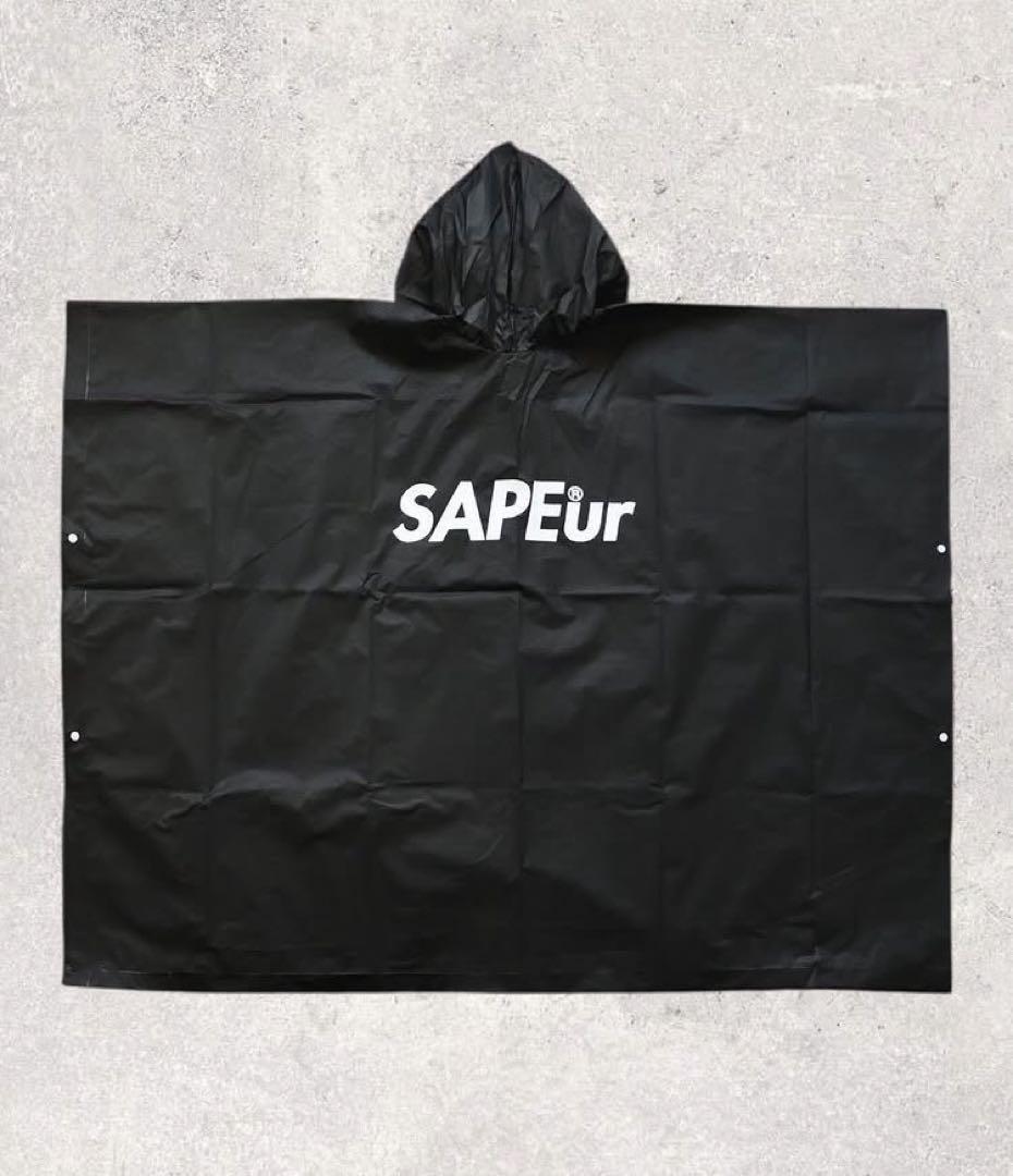 SAPEur ブラック フード付きポンチョ