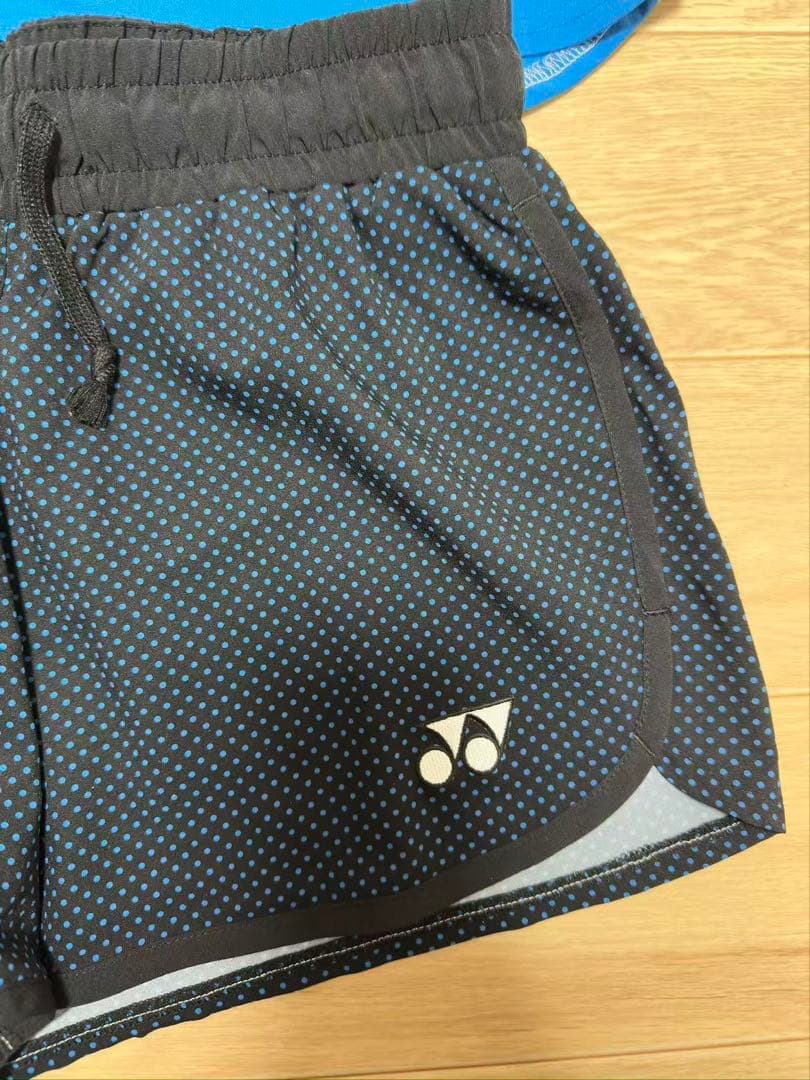 YONEX レディース スポーツウェア 上下セット ブルー×ブラック ドット柄