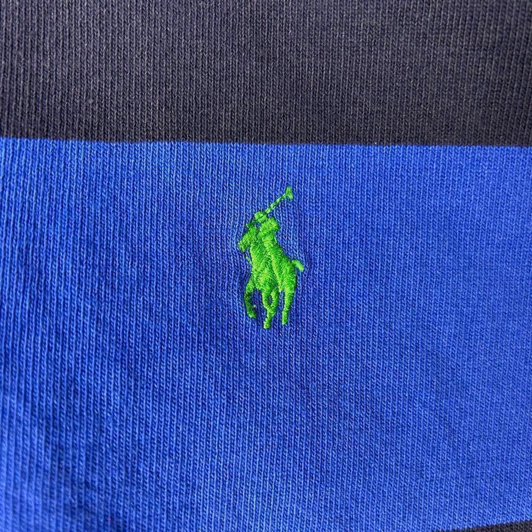 ラルフローレン 刺繍ロゴ 太ボーダー ラガーシャツ 青紺 XL 5316