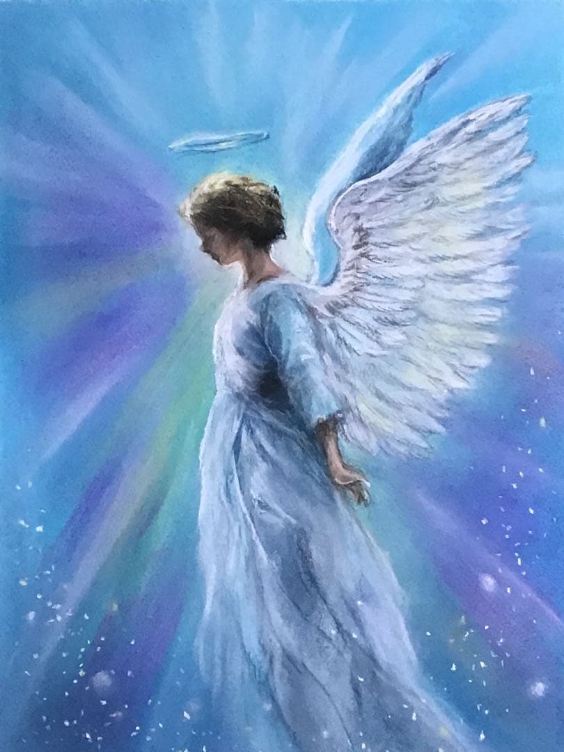 虹色の天使　絵画アート原画　パステル画