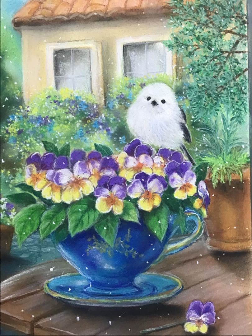 虹色の天使　絵画アート原画　パステル画