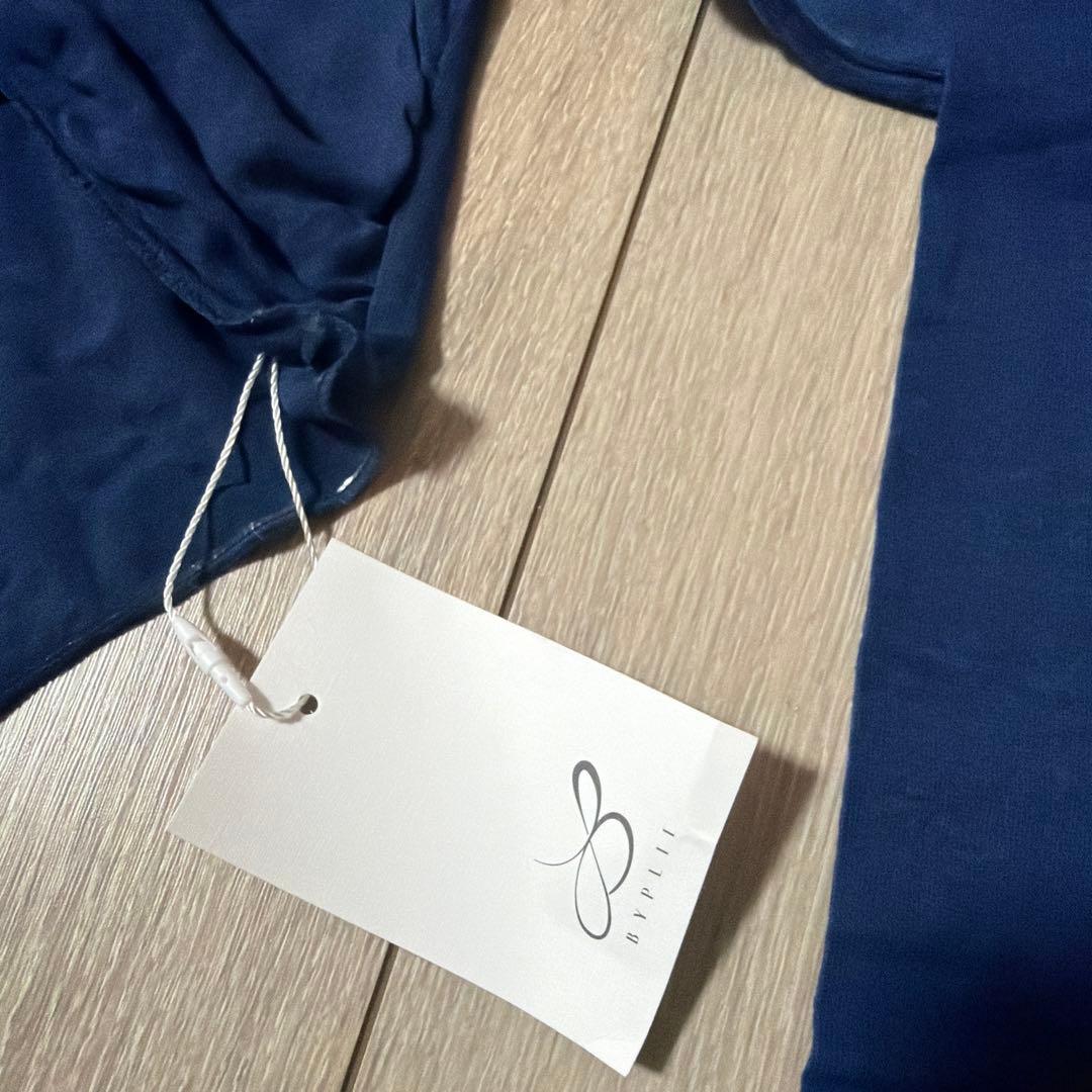 Byplie バイプリエ　ニットシャーリングシュラグ　ネイビー バレエ　トップス