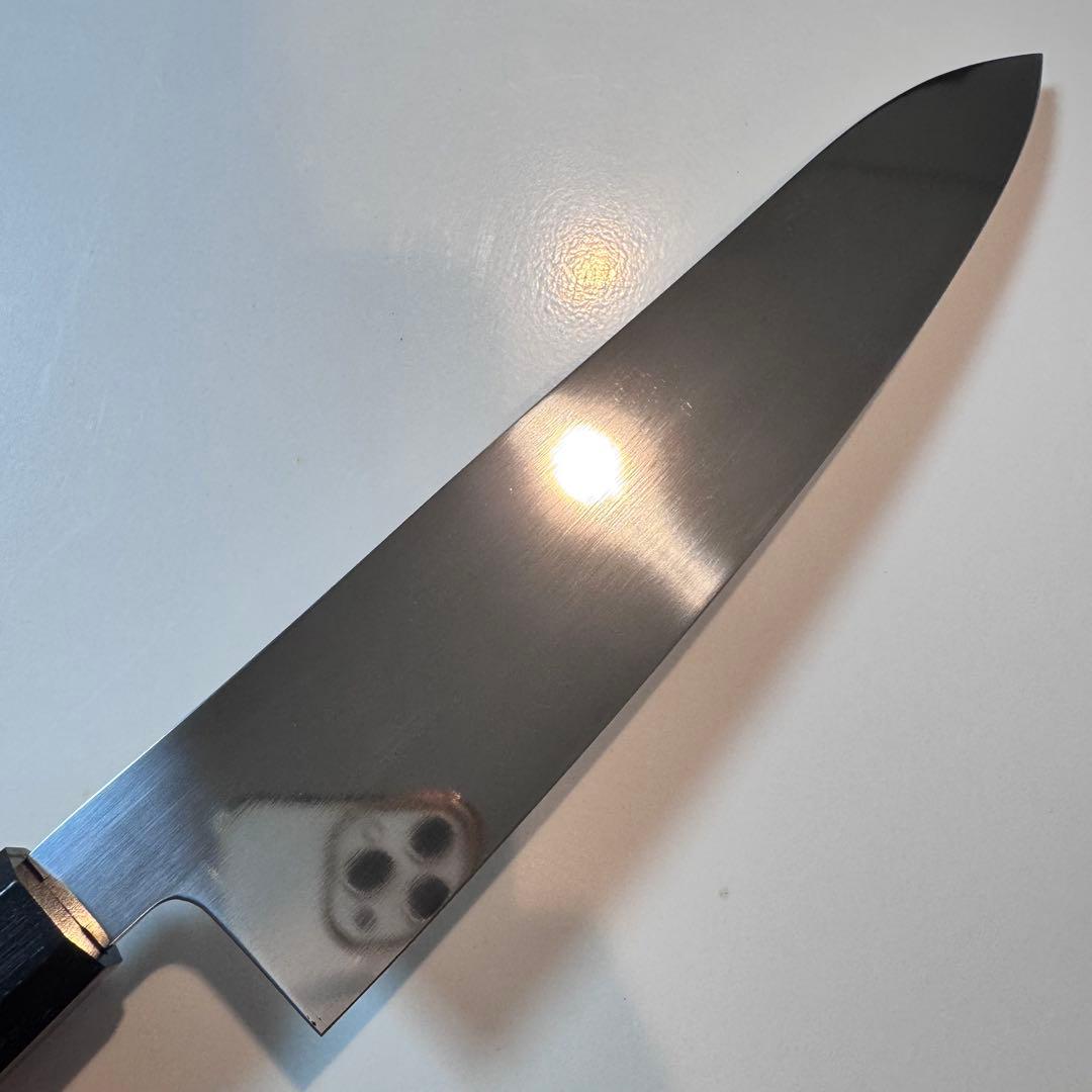 240mm 和牛刀　ステンレス全鋼 両刃 黒檀八角柄