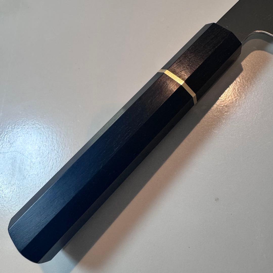 240mm 和牛刀　ステンレス全鋼 両刃 黒檀八角柄