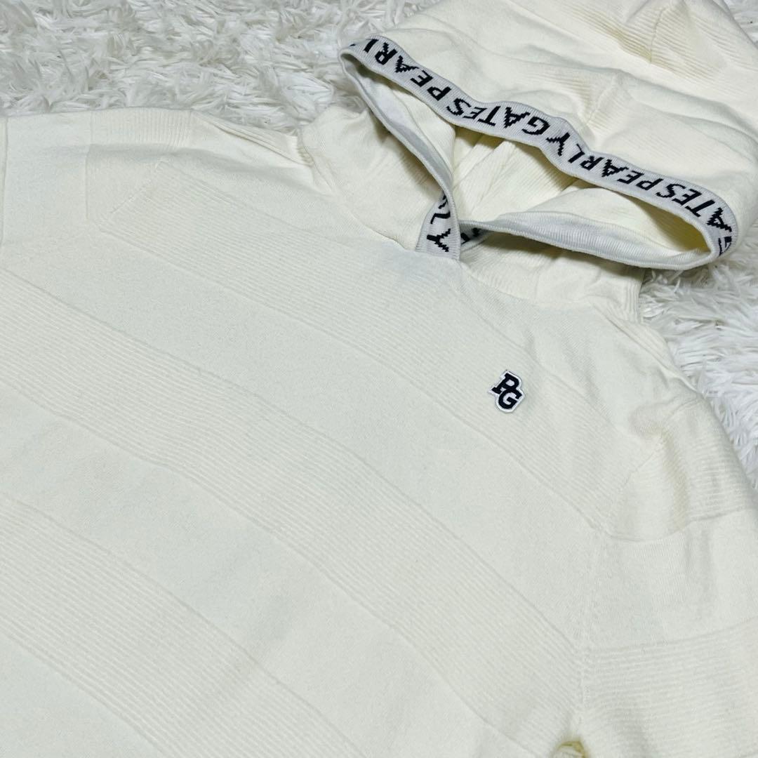 美品✨PEARLY GATES フード付きニットセーター ホワイト系 サイズ1