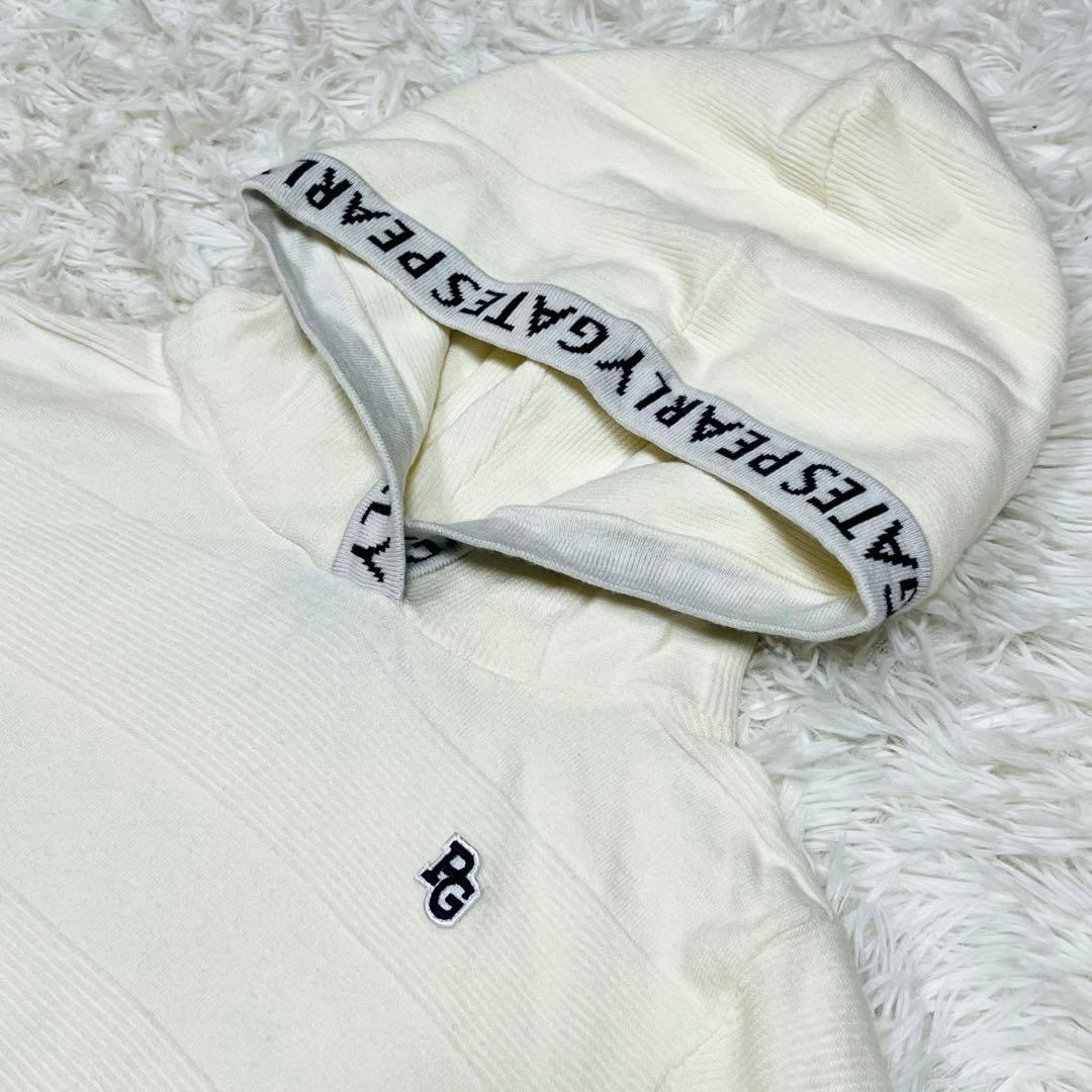 美品✨PEARLY GATES フード付きニットセーター ホワイト系 サイズ1