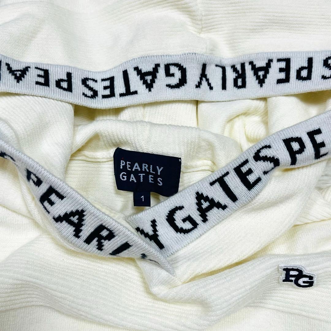 美品✨PEARLY GATES フード付きニットセーター ホワイト系 サイズ1