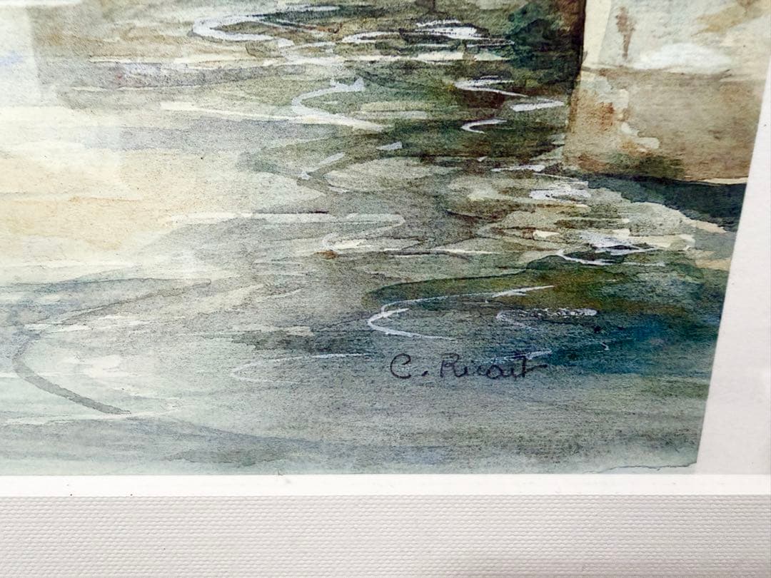 C. Rieat 水彩画 装飾フレーム付き