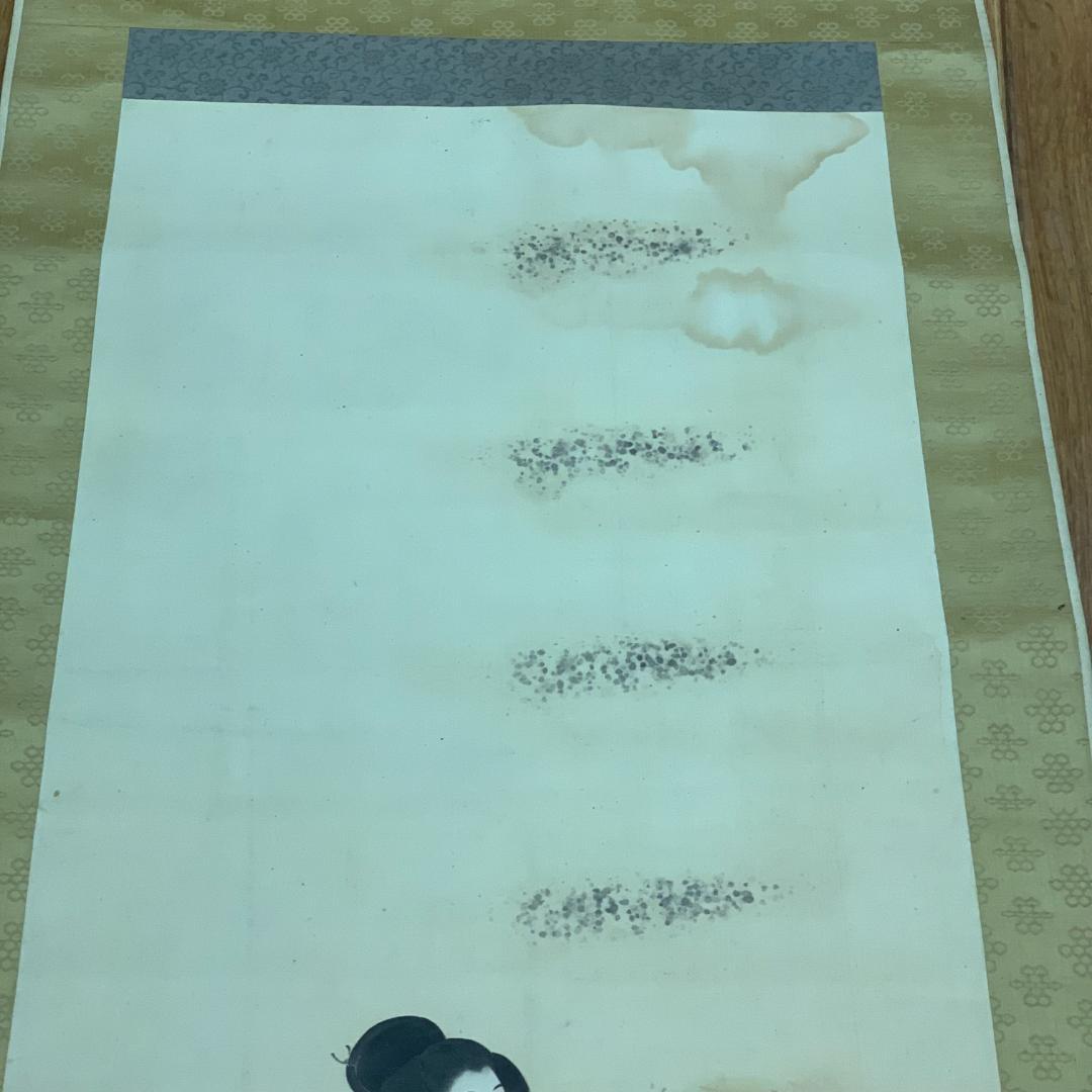 掛軸 藍川 立姿美人図 サイン・落款あり 普段掛け 年中掛け 浮世絵 美人画