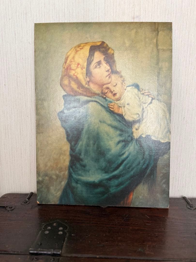 イタリア製 聖母子像 壁掛けアート ボード絵 宗教画 La Madonnina