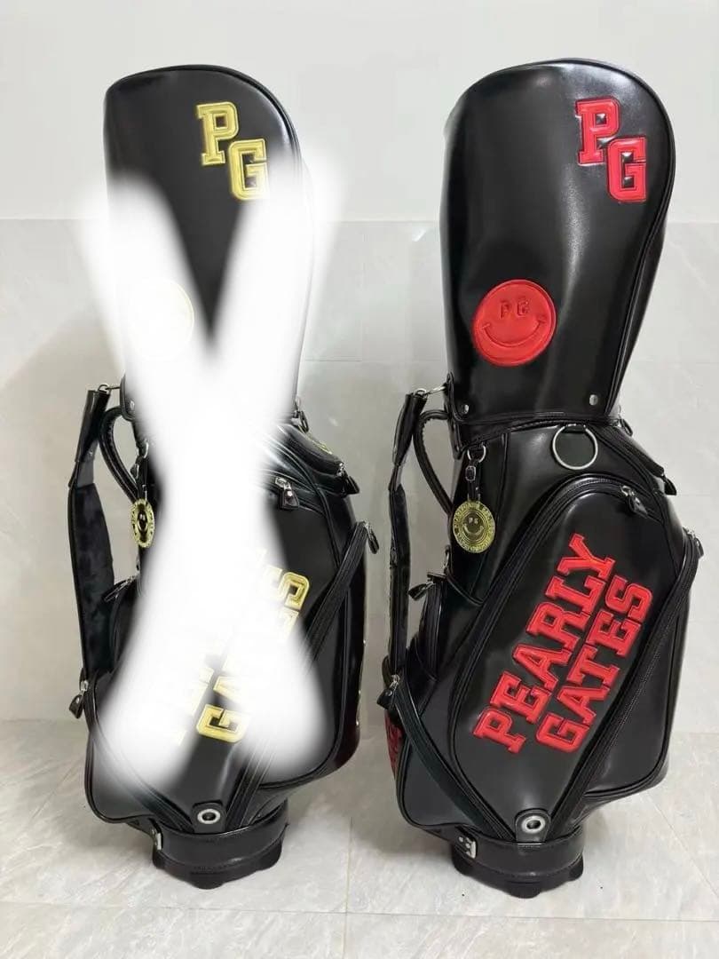 PEARLY GATES ブラックキャディバッグ　黒+赤 パーリーゲイツ　合成革