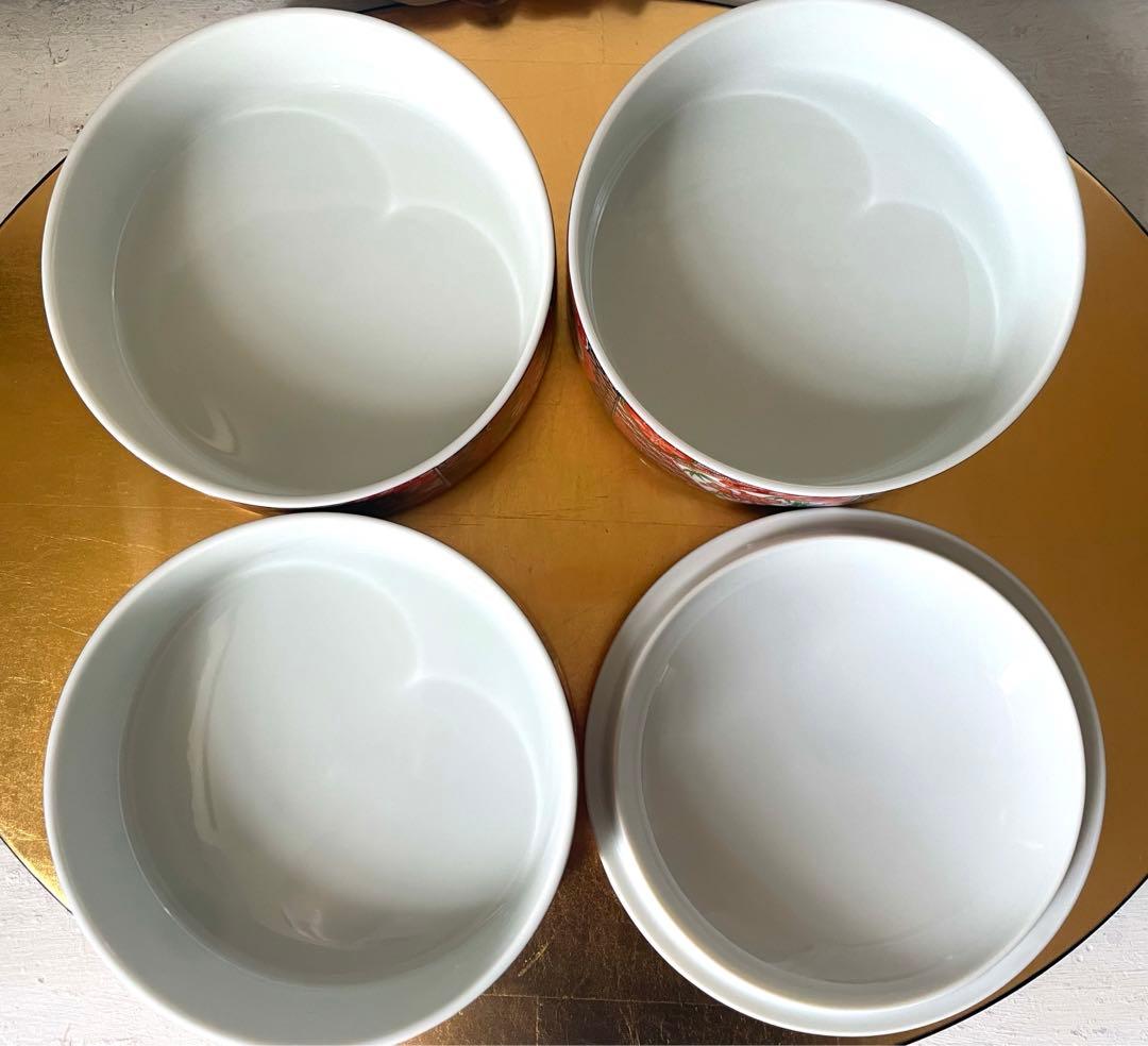 最終‼️ 林斎　３段重箱　陶器　三段重箱　食器　三段重　重箱　赤絵　オードブル　皿