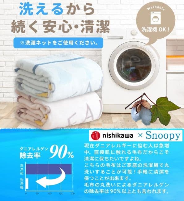 ☆スヌーピー綿毛布 泉大津　シングル　140×190cm ブル―