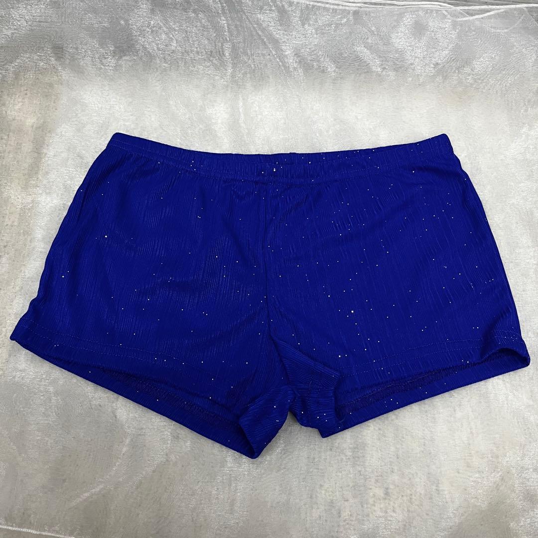新品 社交ダンス ラテンドレス ロイヤルブルー フリンジ サイズM パンツ付き