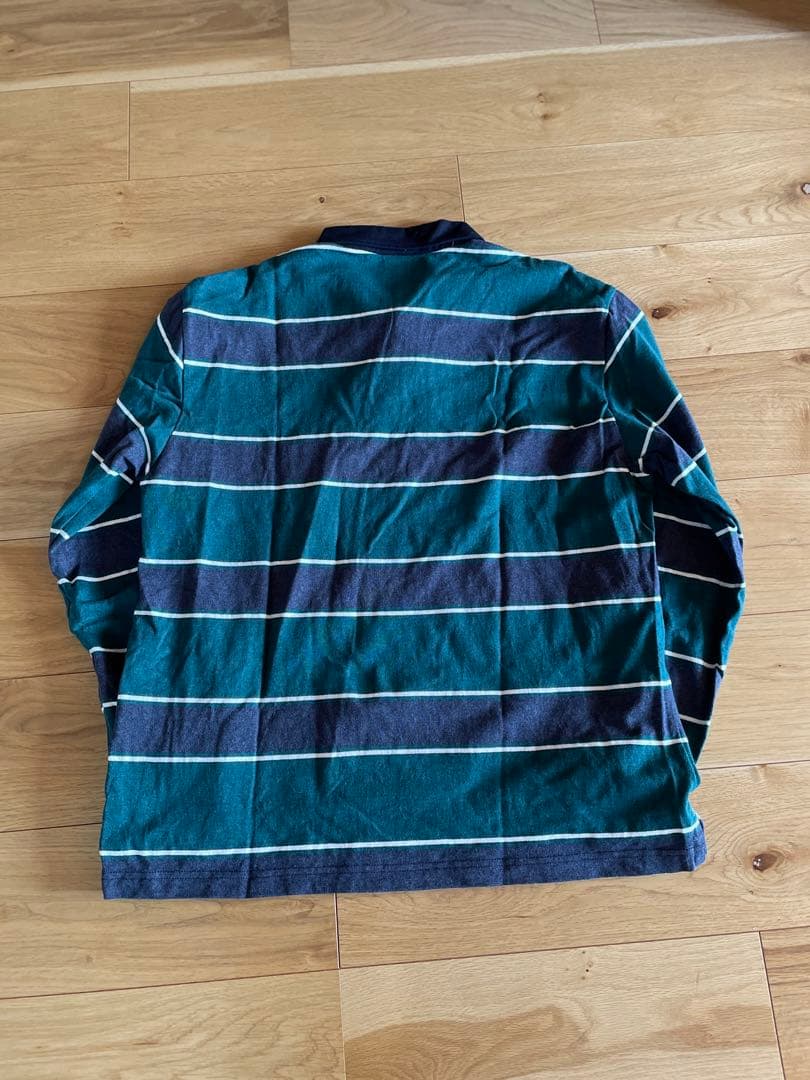 canterbury XL ラガーシャツ 緑と紺のストライプ