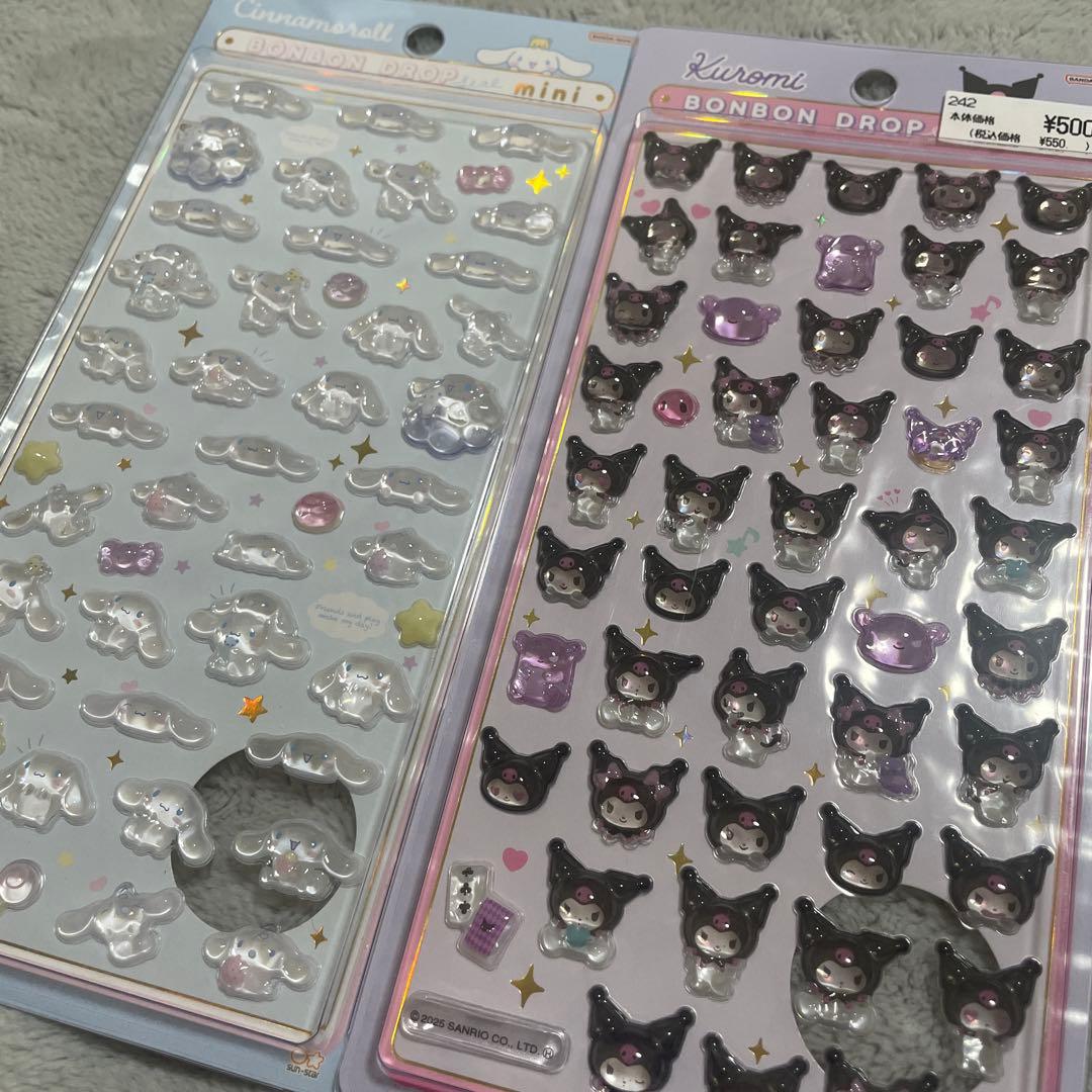 ボンボンドロップシール　サンリオ　ミニ　キティ　クロミ　プリン　はぴだんぶい