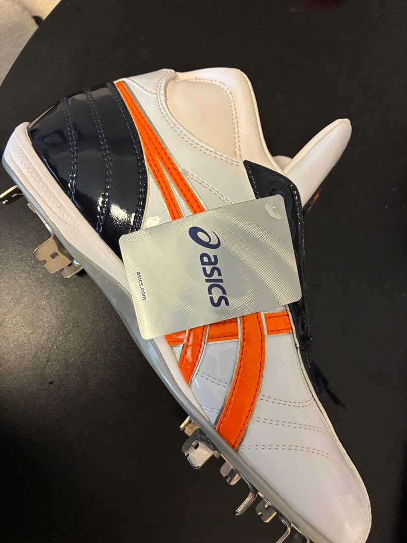 法政大学野球部 asics スパイク ホワイト/ネイビー/オレンジ