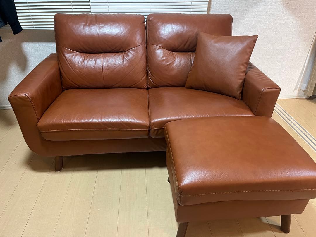 ニトリカウチソファ　本革　2人掛け　美品