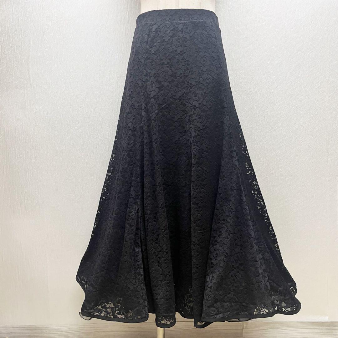 新品 社交ダンス スカート 総レース ブラック
