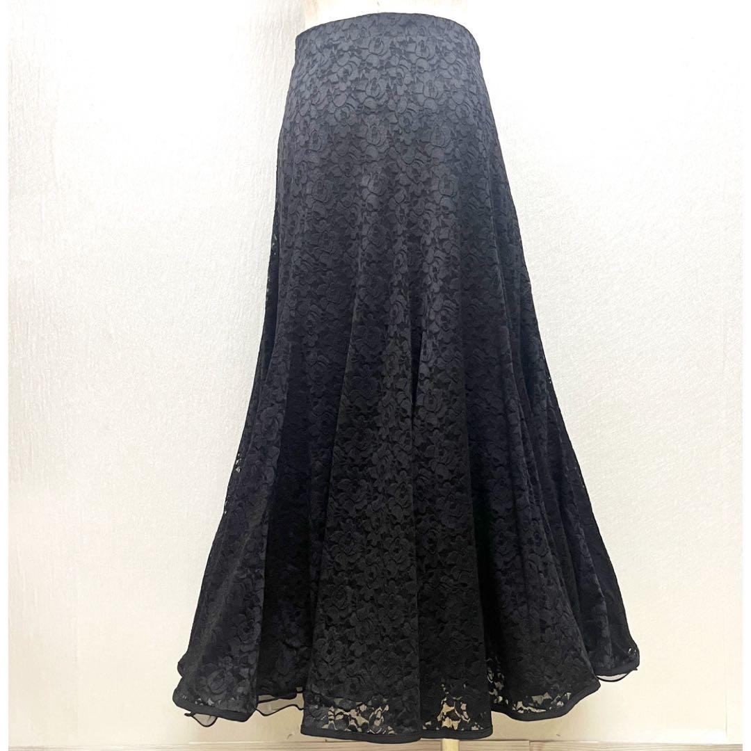 新品 社交ダンス スカート 総レース ブラック