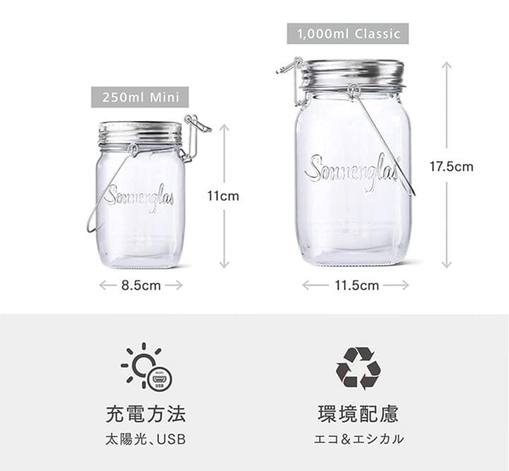 ソネングラス SONNENGLAS 250ml Mini LED ソーラーライト