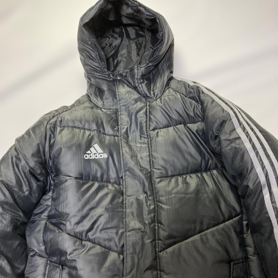 極美品 adidas ダウンベンチコート 防寒着 サッカー スポーツ M相当