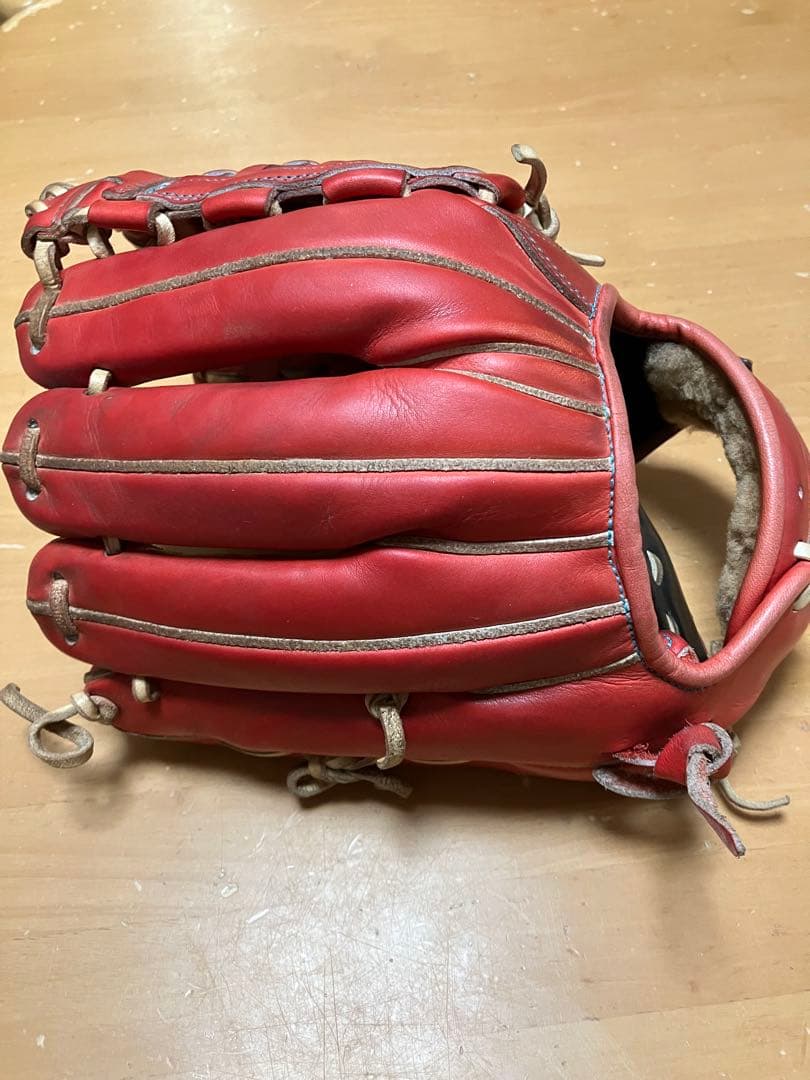 ZETT 赤色 硬式野球グローブ 4本指