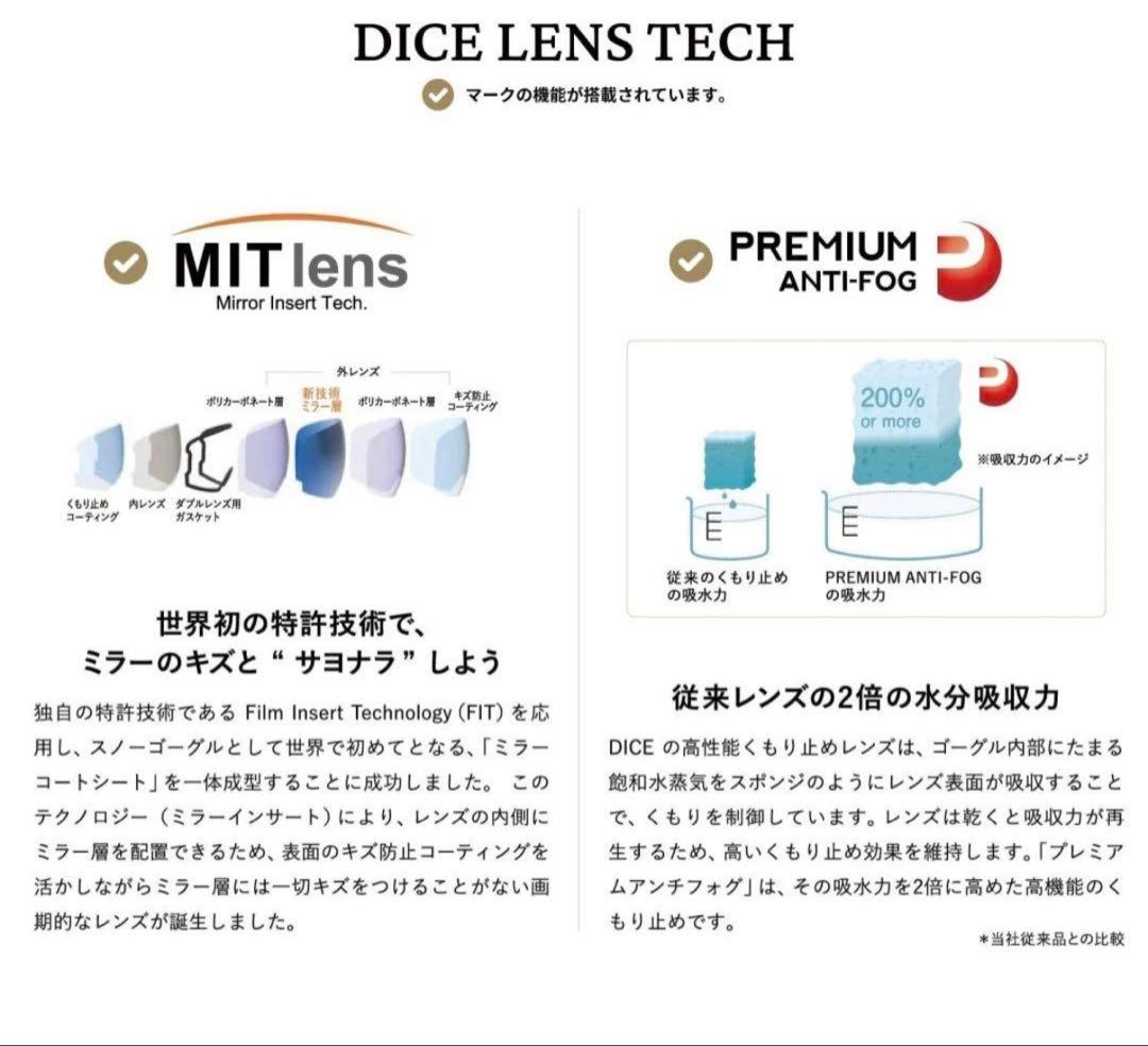 DICE(ダイス)ゴーグル【BANK MIT 偏光 スペアレンズ】美品