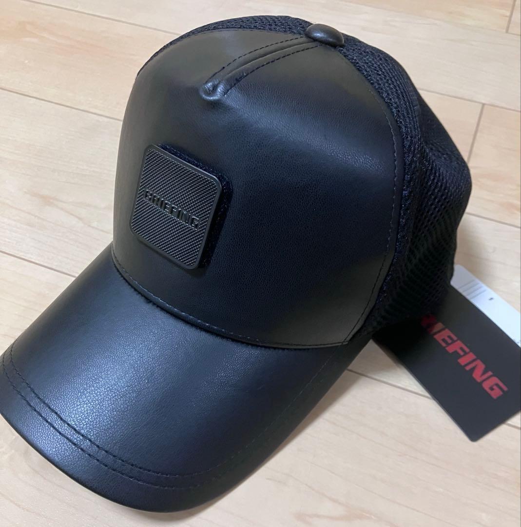 【新品未使用】 BRIEFING キャップ　 黒　レザー　 メッシュ　ゴルフ