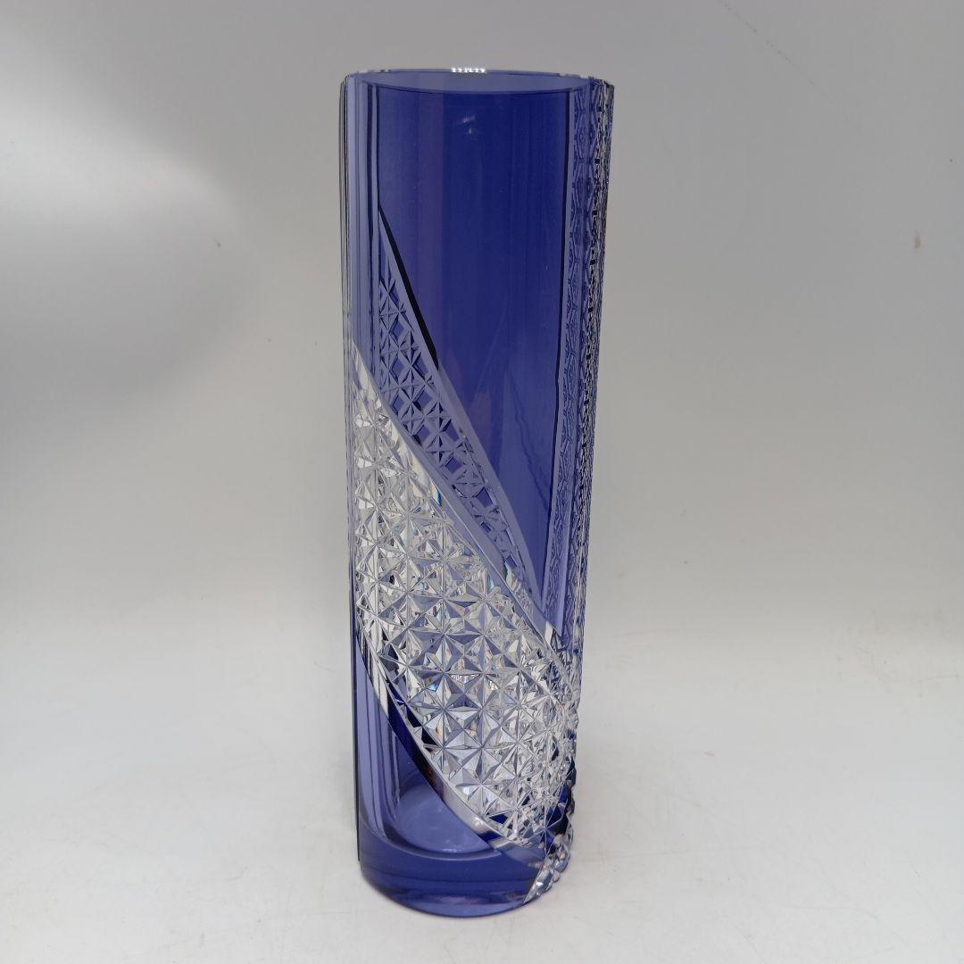 KAGAMI 江戸切子 カガミクリスタル 花瓶 亀甲花菱紋
