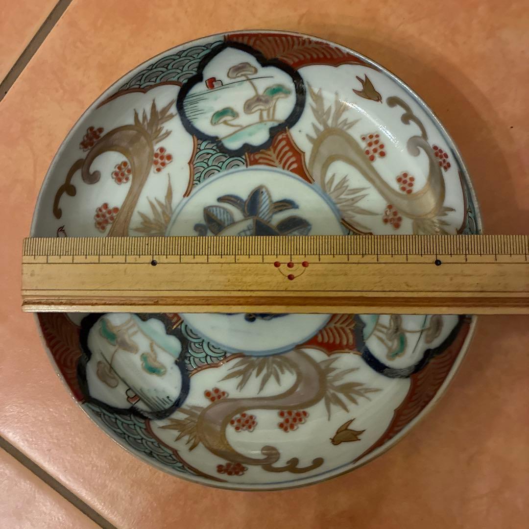 【美品】 古伊万里 中皿 10客 金蘭手 見込桃 角冨印 時代物 アンティーク
