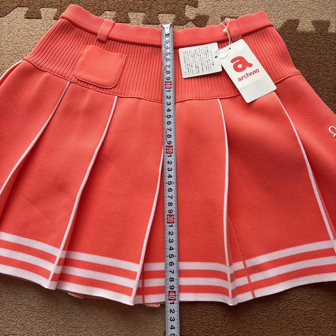 archivio ピンク オレンジプリーツスカート 38