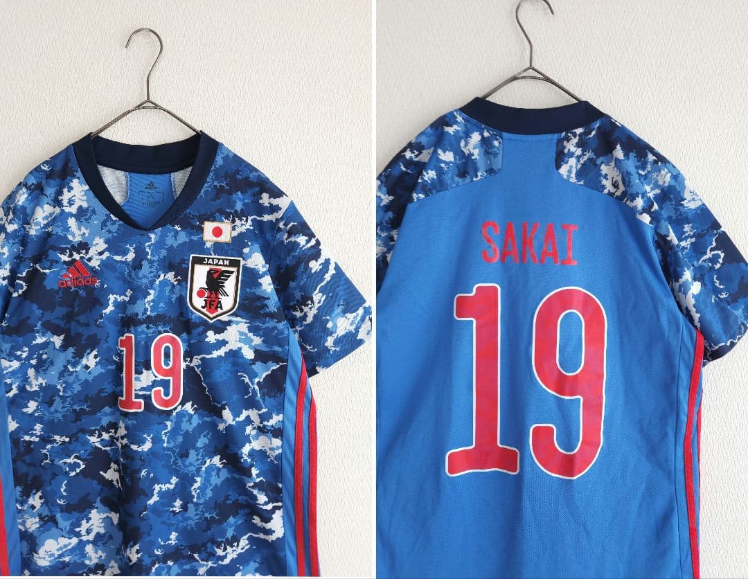 サッカー　ユニフォーム　SAKAI 　19 迷彩　青