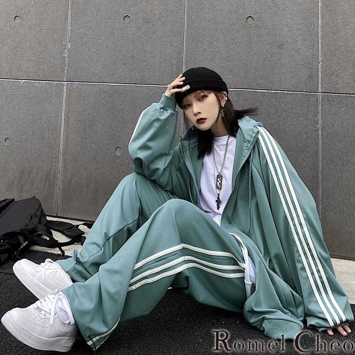RomelCheo ライン ジャージ 上下セット ユニセックス ストリート